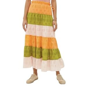 Anthropologie Hutch Fantine Maxi Skirt Womens Size Large $158 Boho Eyelet Summer